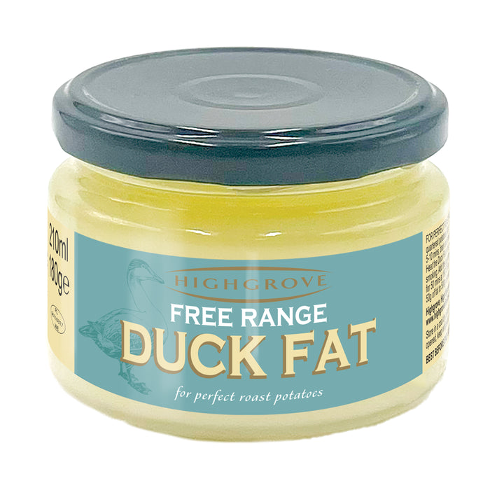 A - HIGHGROVE Free Range Duck Fat (12 x 180g Glass Jar)