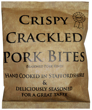 A - Crispy Crackled Pork Bites (1 case = 20 x 65g units). Trade website. Please manually add carriage at checkout if you are not purchasing 6 or more cases.