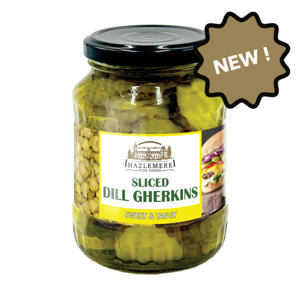 HAZLEMERE Sliced Gherkins <br> (12 x 350g Glass Jar)